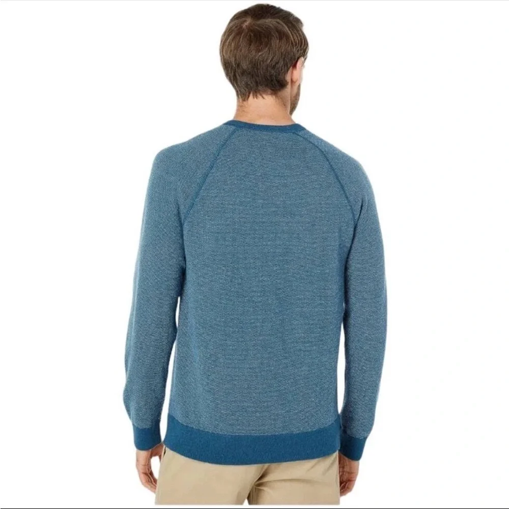 Vince Men's Birdseye Blue Long Sleeve Raglan Wool Cashmere Crewneck Sweater